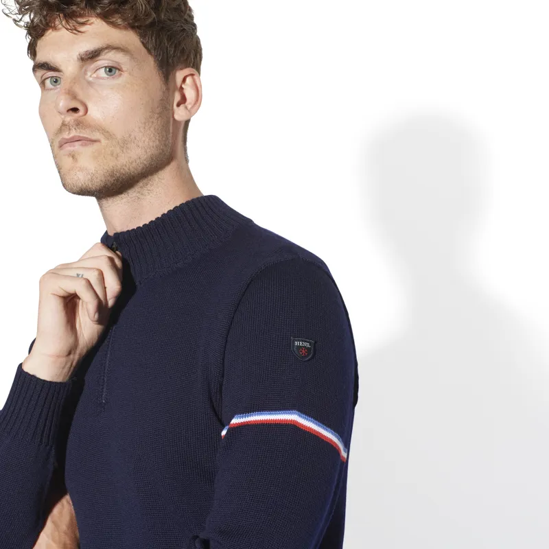 Henjl Dixon Mens Merino Wool Sweater -  Navy-1